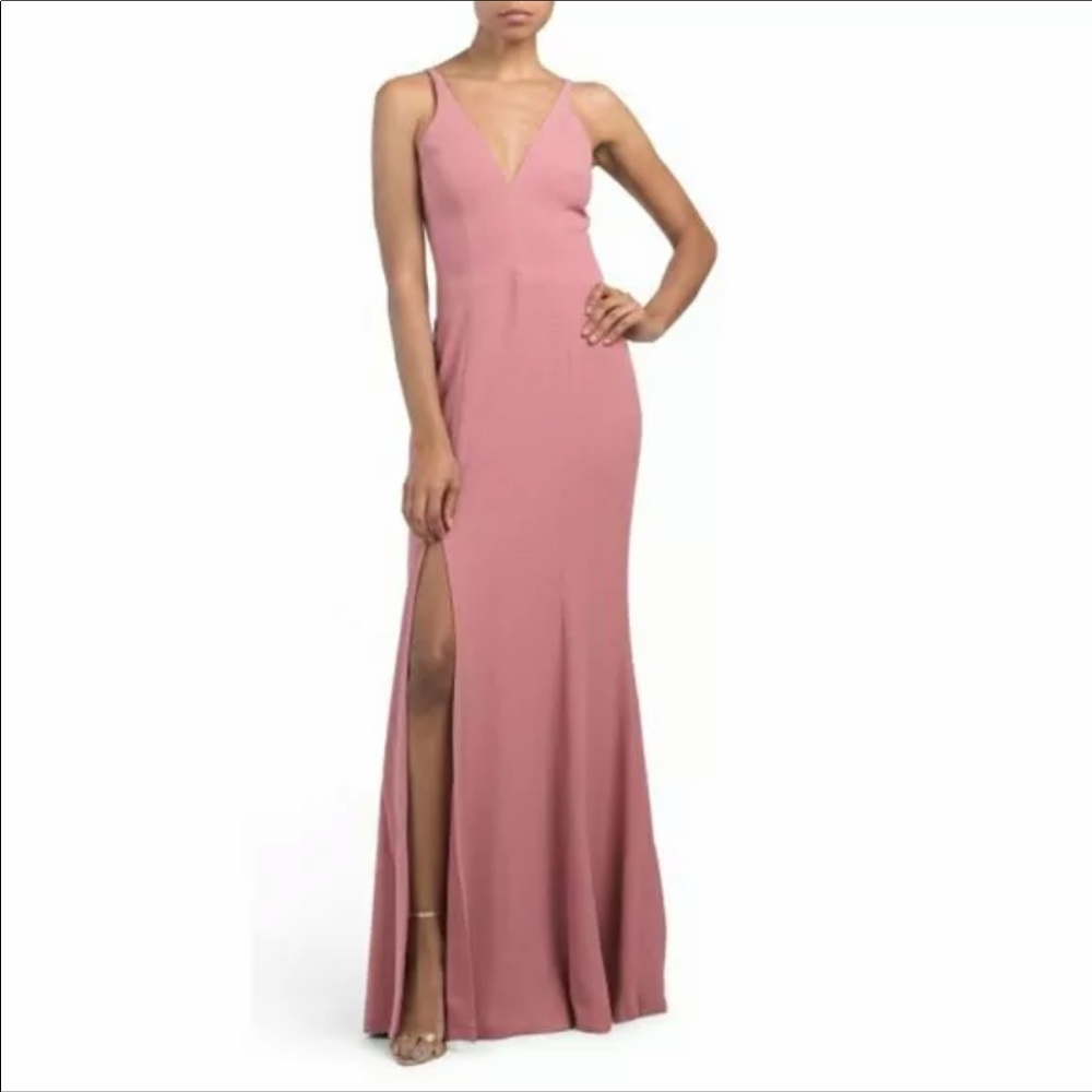 BNWOT Dress the Population Iris high slit gown M